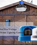Twist Lock Photocontrol with Time Delay for Outdoor Lighting 120 Volt Dusk to Dawn Sensor shown on wooden barn exterior