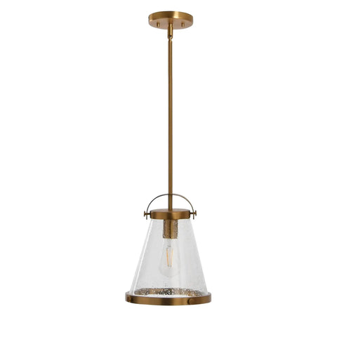 Vintage Inspired Metal And Seedy Glass Ceiling Light In Brushed Gold With A Yoke Mount Trim Ring And Seedy Bubble Diffuser