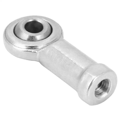 Close-up of a steel rod end joint from the 10 Pack Female Rod End Bearings Set with M4 right-hand threads shown at an angle.