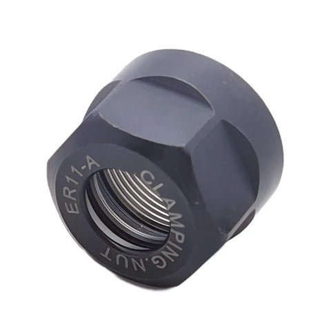 Close-up of a 4 Pack ER11-A Collet Clamping Nuts For CNC Milling Chuck Holder Lathe Beefy Heavy Duty Precision Ground Hardened 40Cr Steel.