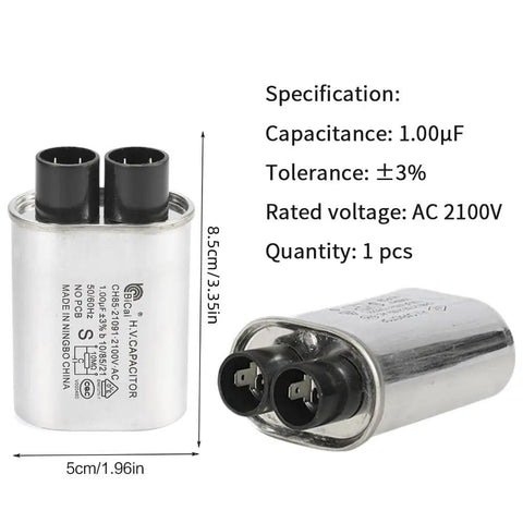 Home Microwave Oven Repair Kit With High Voltage Capacitor 2100V 1.0uF Diode CL01 shown with specifications