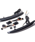 Slick Sequential Rear Bumper Lights For Tesla Model 3 with dark smoke lens and wiring harness included.