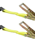 2 Inch By 1 Foot Flat Hook Beefy Replacement Ends 2 Pack For Heavy Duty 2 Inch Ratchet Straps Up To 10000 Lbs For Flatbed Trucks And Trailers Black And Yellow Polyester Webbing, pair of flat hooks