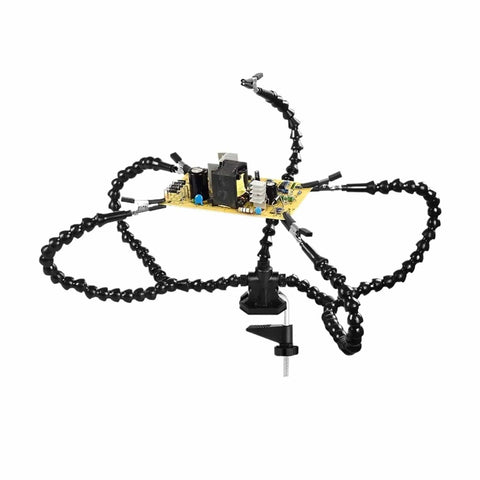 Flexible Arm Third Hand Soldering Stand With Table Clip LED Illumination And Magnifier Handy PCB Holder for Precise Electronics Work