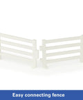 Close-up of white fencing from Skid Steer Farm Toy Playset 1 To 32 Scale Die Cast Metal Construction With Realistic Bobcat Look Includes Farm Animals