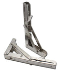 Heavy Duty Stainless Steel L Shaped Shelf Brackets With Corrosion Resistant Wall Supports For Kitchen And Bedroom Storage Built Tough To Hang Your Gear With Ease Rock Solid Folding Mounts That Save Space, shown in a folded position.