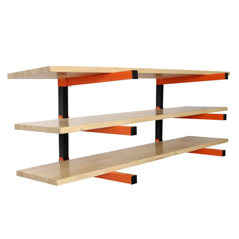 Beefy Heavy Duty Lumber Storage Wall Rack Set With 3 Level Wood Organizer Mount, Steel Lumber Rack System, side view