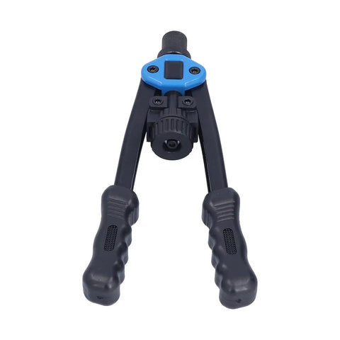 Heavy Duty Hand Rivet Nut Tool Kit With M8 M10 M12 Mandrels, Carbon Steel Body And Rubber Grip, Front View