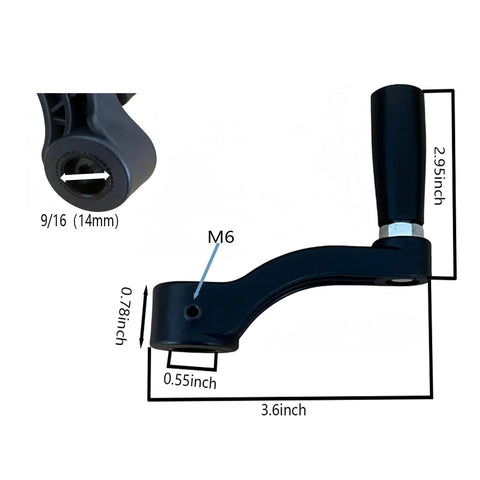 Drill Press Crank Handle 360 Degree Free Rotation For Desktop Drilling Fits Sears Craftsman Machines Raise And Lower Crank Handle Black Color May Vary Slightly Due To Monitor Settings with dimensions shown