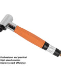 Lightweight Pneumatic Pencil Die Grinder Right Angle 90 Degrees Air Powered High Velocity with orange rubber grip.