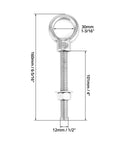 316 Stainless Steel Shoulder Eye Bolt Set Half Inch By Four Inch Marine Grade Eyebolts With Nuts Rust Resistant Diagram