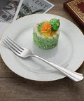 Stainless Steel Dinner Fork on Plate with Dessert, Dishwasher Safe, Scalloped Edge, Well Balanced Weight, Silver Finish, Pack Of 12
