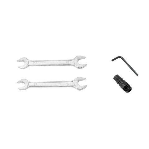 Accessories for 8mm Pneumatic Hole Puncher including wrenches, hex key, and fitting adapter for metal sheets heavy duty air hole punch tool.