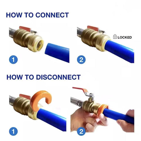 Push Fit Check Valve 1/2 In X 1/2 In Brass Plumbing Fitting installation and disconnection steps for copper and CPVC pipes