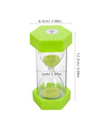 2 Minute Mini Hexagon Sand Timer In Grass Green, Ultra Handy Hourglass Timer For Toothbrushing, Cooking, Studying