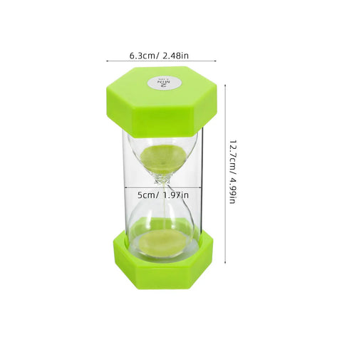 2 Minute Mini Hexagon Sand Timer In Grass Green, Ultra Handy Hourglass Timer For Toothbrushing, Cooking, Studying