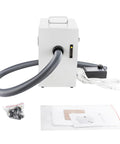Heavy Duty 550W Dental Lab Dust Extractor With Digital Control Panel And Twin Impeller Pump showing back view and accessories.