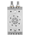 Front view of Beefed Up 15Mm Rotary Pneumatic Cylinder, 180 Degree SMC Type With Aluminum Alloy Body, showing connectors and casing.
