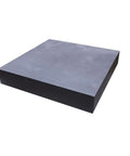 Graphite ingot block for EDM milling, seen in three-quarter view, 200mm x 200mm x 30mm, 99.9% purity