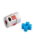 Dead Nuts Accurate Flexible Jaw Shaft Coupler For Servo Motors Grip Tight aluminum body with red accents and blue spider insert.