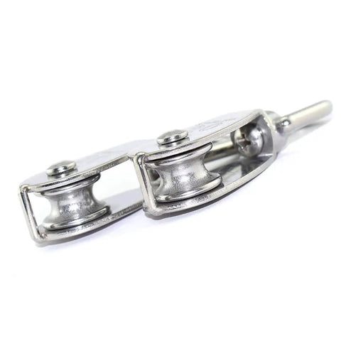 Set Of 10 M20 Single Pulley Blocks 304 Stainless Steel Hanging Wire Pulley Rollers, close-up side view
