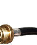 Close-up of brass fitting on 4 Feet Propane Adapter Hose 1 Lb To 20 Lb Converter For QCC1 Type1 Tank
