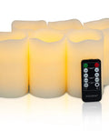 Flickering Flameless LED Candles Real Wax Pillar Set Of 6 With 10 Key Remote Control, Battery Operated Pillars 5 Inches Tall