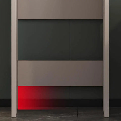 Bottom Loading Water Dispenser Stand Cabinet With Multi Layer Solid Wood Shelf with ambient red light, side view