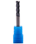 3/16 in solid carbide square end mill with AlTiN coating, 4-flute, mounted in blue holder