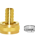 Brass Garden Hose Repair Connector 5/8 Barb To 3/4 GHT Female Adapter For Leak Free Connection Rust Resistant And Built Tough For Quick Hose Fix And Easy Backyard Setup, with hose clamp
