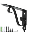 Floating Shelf Bracket For Kitchen And Living Room With Screws, Wrought Iron Wall Mount In Black, triangular support