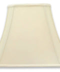 Top Notch Designer Lamp Shade Rectangle Bell With Cut Corner Eggshell Silk Shantung Hand Tailored Lining front view