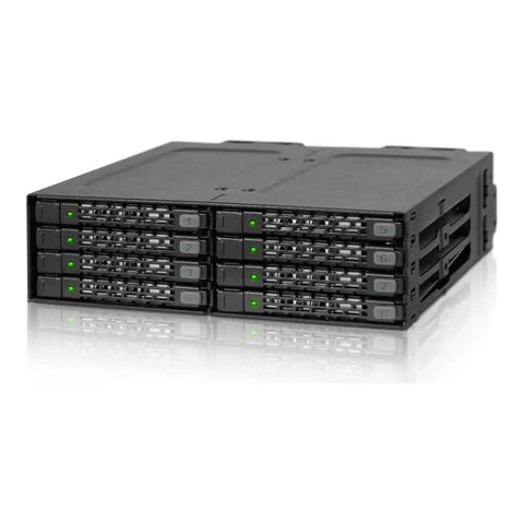 Badass Eight Bay Two Point Five Inch Sata Hdd Ssd Mobile Drive Rack Cage with indicator lights for drive status and easy access.