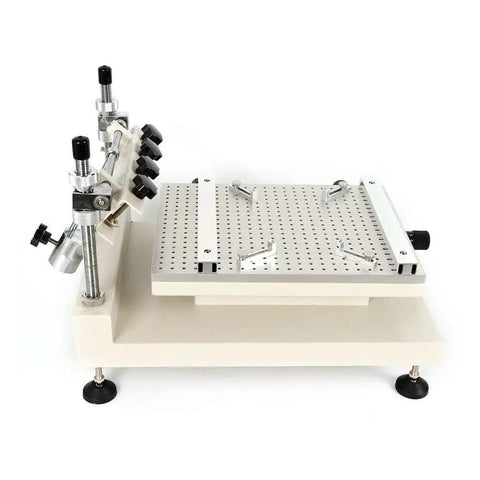 Manual Solder Paste Printer With Adjustable Height For PCB SMT Stencil Printing 300 By 400 mm shown with aluminum honeycomb base