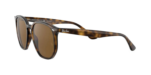 RB4306 Hexagonal Polarized Sunglasses With B-15 Brown Lens Light Havana Frame 54mm for men and women, side view.