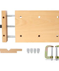 Top Tier Wood Vise For Workbench Quick Release Handle G Type Mount 78 Inch Jaw Opens Buttery Smooth with wooden and metal components.