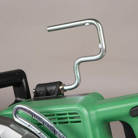 Close-up of the hanging hook on 36V Cordless Circular Saw With Brushless Motor Rear Handle 7 1 Quarter Inch Blade Lightest In Its Class