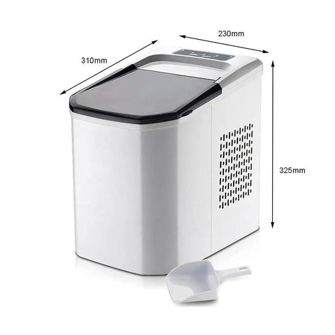 Totally Portable Countertop Ice Cube Maker With Zero Hassle Production That Whips Up A Fast 24 Piece Batch For Keeping Drinks Iced All Day Solid Food Grade Abs Housing Super Easy Setup Perfect For Home Bar, showing dimensions 230mm x 310mm x 325mm.