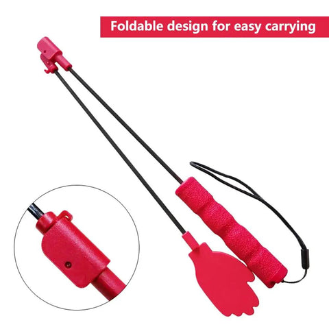 Foldable Dog Training Stick With Silicone Anti Slip Handle Portable Indoor Outdoor Training Whip for Puppies, showing red foldable design
