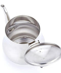 Mini 360Ml Stainless Steel Teapot For Tea And More, ultra compact yet sturdy kitchen pot with open lid showing interior, easy pour design.