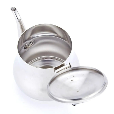 Mini 360Ml Stainless Steel Teapot For Tea And More, ultra compact yet sturdy kitchen pot with open lid showing interior, easy pour design.