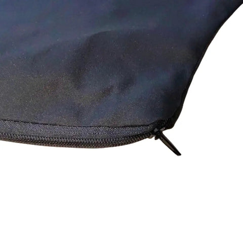Close-up of Heavy Duty Adjustable Sawdust Collector Bag With No Sweat Zipper, showcasing durable zipper and reinforced stitching.