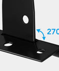 Close-up of Set Of Six 4 Inch T Shape Rustproof Iron Light Duty Shed Gate Strap Hinges For Doors And Gates Black Finish Easy Install Durable Iron Hardware For Home Use showing 270-degree rotation.