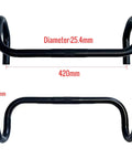 Road Bike Drop Handlebars 25.4mm Clamp 420mm Length Aluminum Alloy 6061 T6 Ergonomic 145mm Drop And 10mm Reach