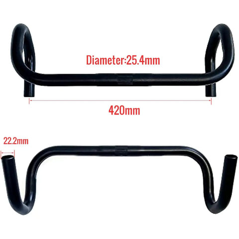 Road Bike Drop Handlebars 25.4mm Clamp 420mm Length Aluminum Alloy 6061 T6 Ergonomic 145mm Drop And 10mm Reach