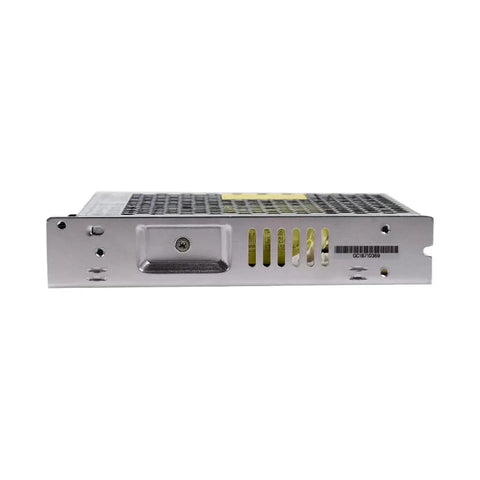 Ultra Slim 150W 24V 6.5A Enclosed Power Supply For 1U Rack Mount Wide 85-264VAC Input With 115/230VAC Select High Efficiency 89 Percent Space Saving Industrial Automation Controller Power Unit, side view