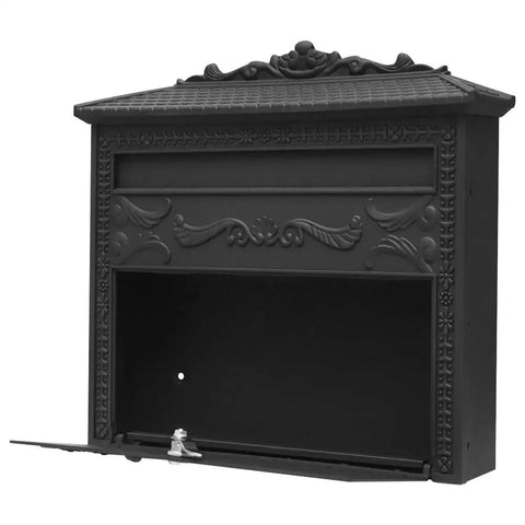 Locking Wall Mounted Steel Mailbox For Outdoor Use, Built To Last, Rust Proof Construction, Heavy Duty Cast Iron Style design