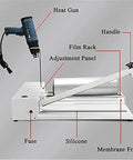 Shrink Wrapping Sealer Machine With 1800W Heat Gun For Home Shop Business Use Adjustable Temperature Settings showing heat gun and parts.