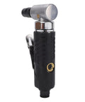 Rock Solid Professional 90 Degree Air Powered Angle Die Grinder And Pneumatic Polisher cranking 12000 RPM, black rubber grip, compact design.
