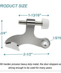 Built Like A Tank Hinge Pin Doorstops 8 Pack Brushed Nickel Adjustables dimensions with thick rubber tips and zinc alloy shield.